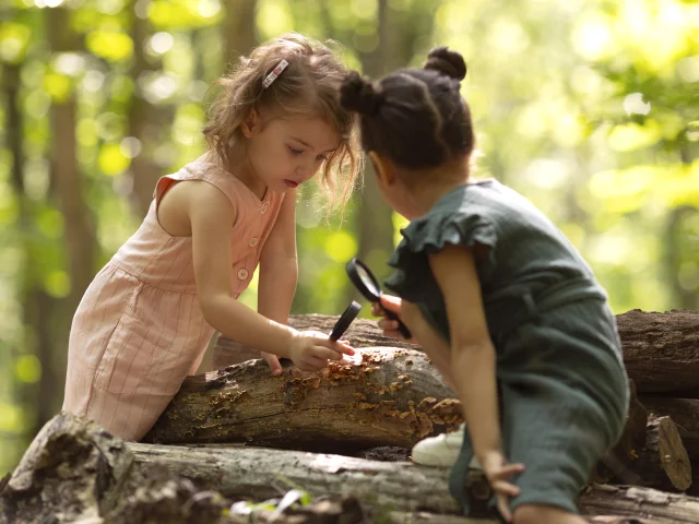 Nieuwsgierige kinderen op schattenjacht