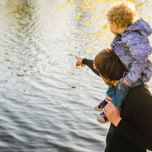 Father Showing Lake His Son